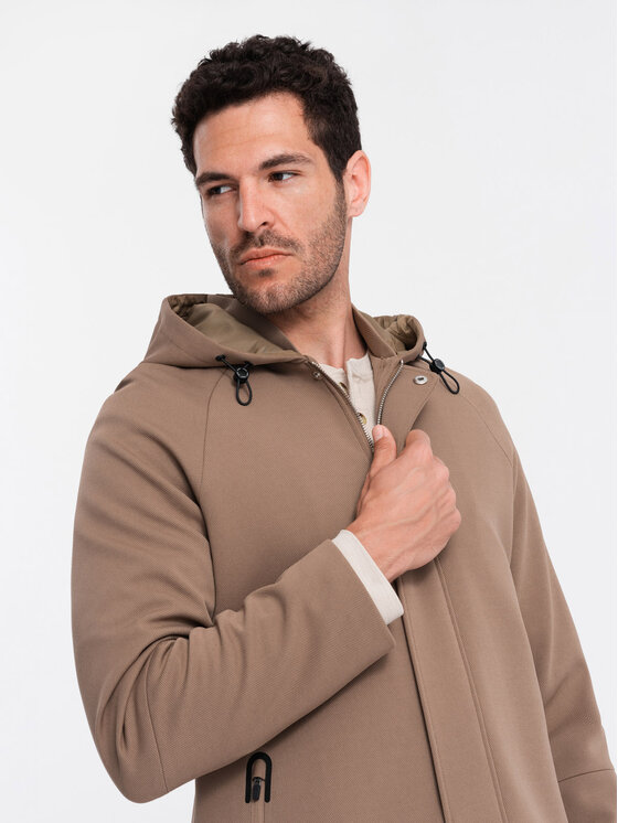 Ombre Ombre Płaszcz przejściowy OM-COSC-0112 Brązowy Regular Fit