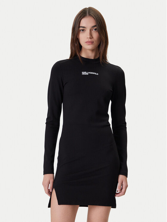 Karl Lagerfeld Jeans Karl Lagerfeld Jeans Kleid für den Alltag A4W13005 Schwarz Slim Fit
