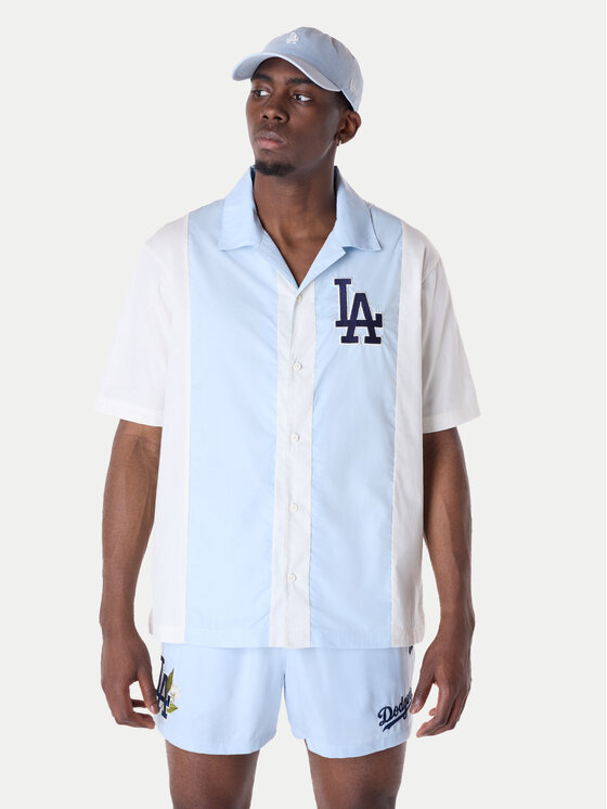 New Era New Era Košeľa LA Dodgers Stripe Revere 60596335 Biela Regular Fit