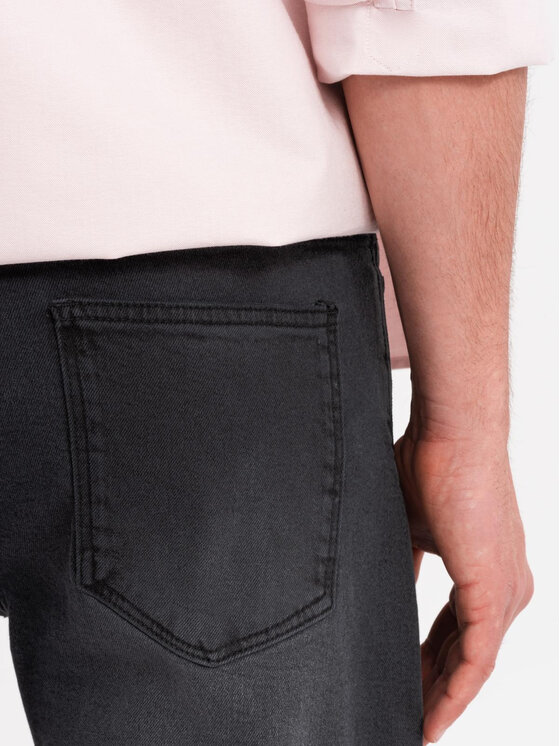 Ombre Ombre Szorty jeansowe OM-SRDS-0171 Czarny Regular Fit