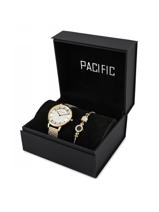 Pacific Pacific Zestaw zegarek i bransoletka PACIFIC X6190 Złoty