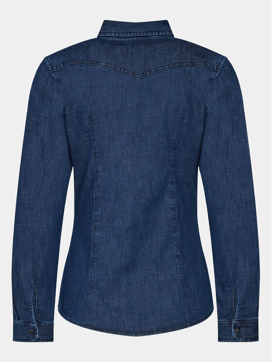 Sisley Sisley Jeanshemd 5TKL5QF66 Dunkelblau Regular Fit