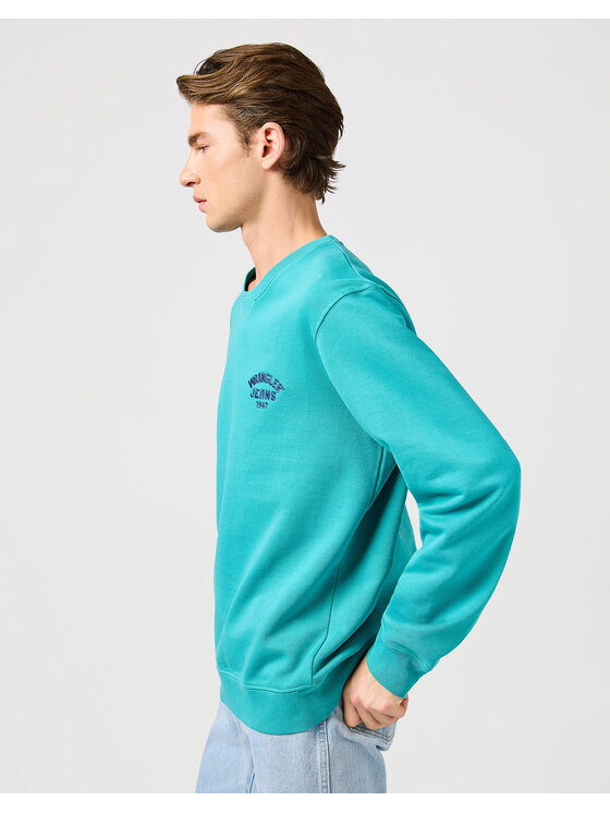 Wrangler Wrangler Felpa SMALL LOGO CREW SWS Turchese Regular Fit