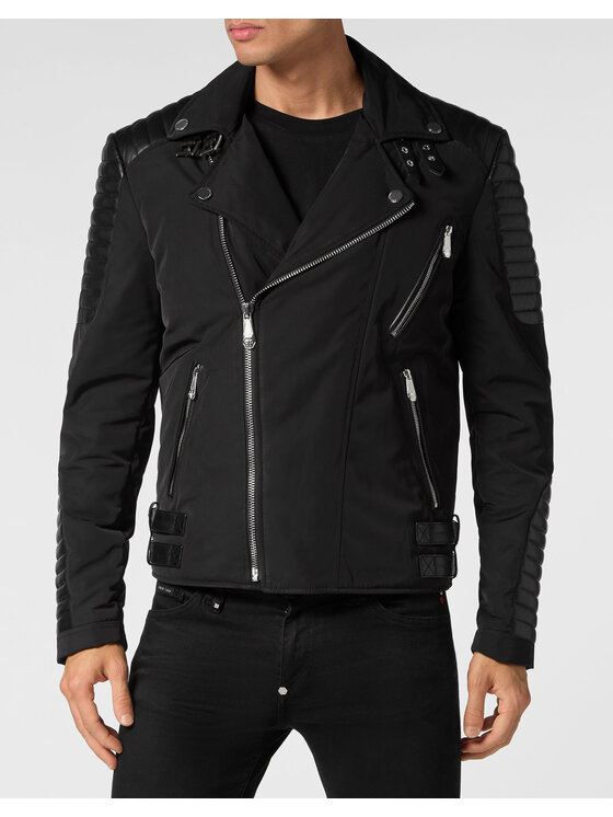 PHILIPP PLEIN PHILIPP PLEIN Chiodo di pelle 9787 Nero Regular Fit