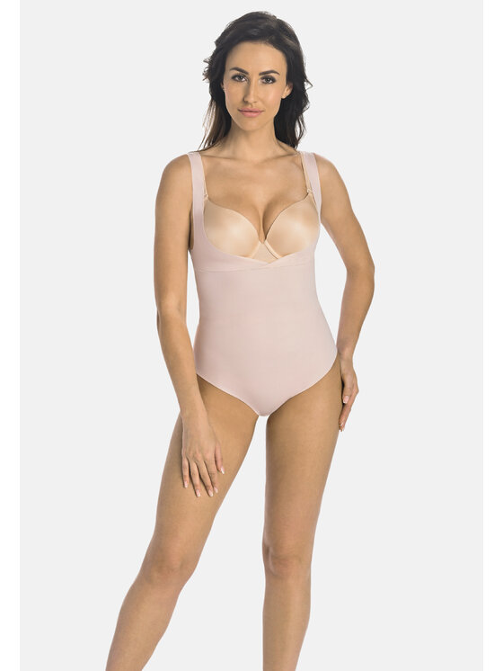 Teyli Teyli Body damskie wyszczuplające bezszwowe Mercy Beżowy