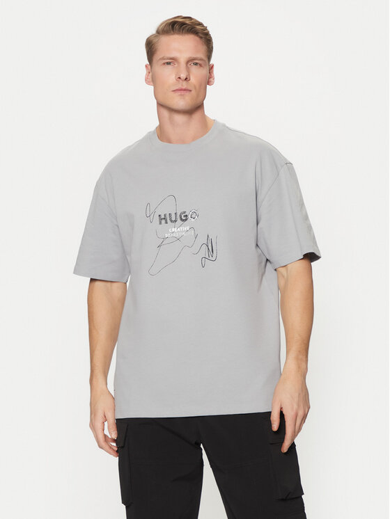 Męski T-Shirt HUGO, Rozmiar S, Szary, Nabion 50530441