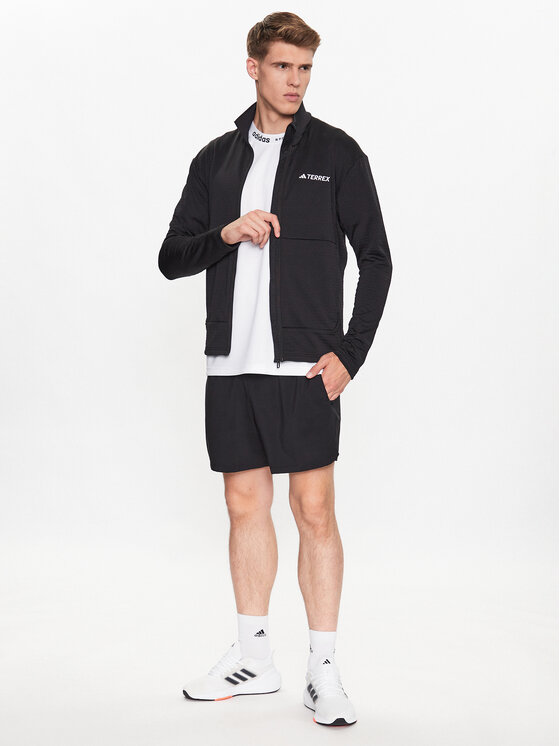 adidas adidas Флісовий реглан IB1818 Чорний Slim Fit