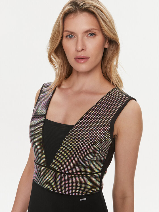 Guess Guess Koktel haljina Farah W4RK55 KC2C0 Crna Regular Fit