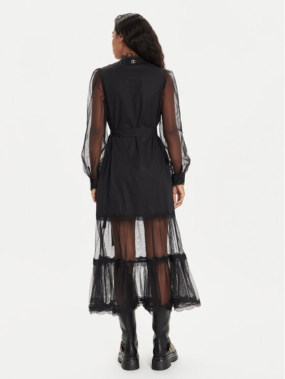 TWINSET TWINSET Kokteilinė suknelė 241TT2040 Juoda Regular Fit