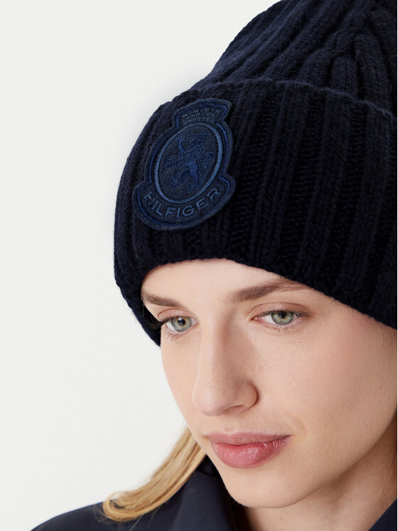 Tommy Hilfiger Tommy Hilfiger Čepice Th Crest Fluffy AW0AW18210 Tmavomodrá