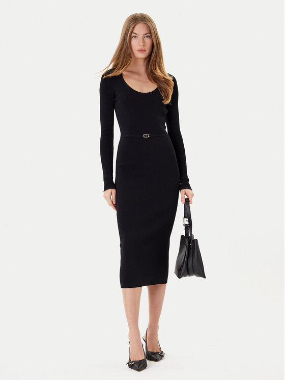 TWINSET TWINSET Rochie tricotată 252TP3352 Negru Slim Fit