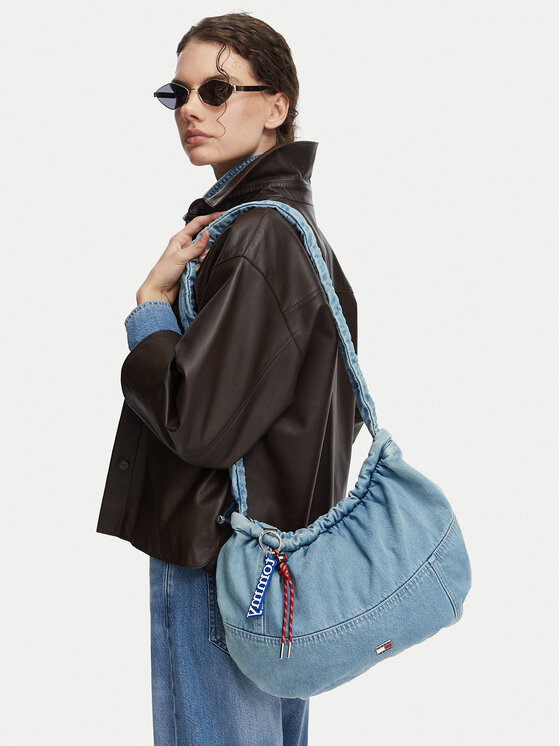 Tommy Hilfiger Geantă Tjw Icon Charms Denim Hobo AW0AW19259 Albastru