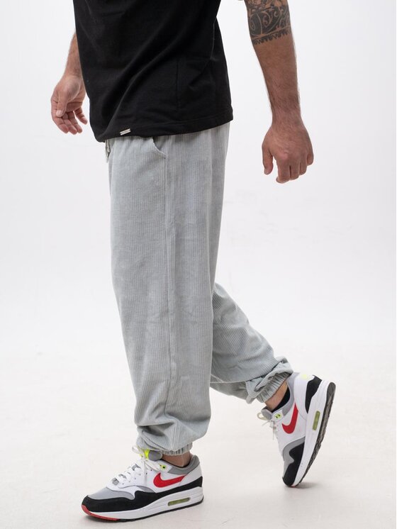 Jigga Wear Jigga Wear Spodnie materiałowe Spodnie Sztruksowe Męskie Szare Jigga Wear Cord XXL Szary Loose Fit