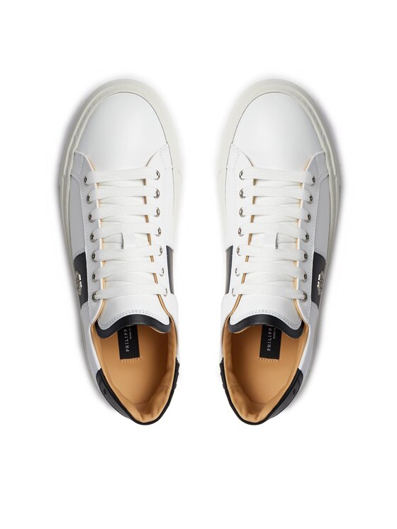 PHILIPP PLEIN PHILIPP PLEIN Laisvalaikio batai Leather Lo-Top Sneakers Hexagon AACS MSC3905 PLE075N Balta