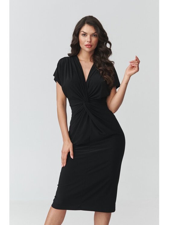 Makadamia Makadamia Sukienka codzienna M938 Czarny Loose Fit
