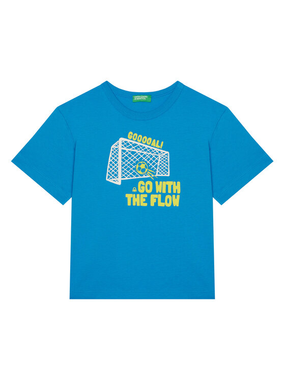 United Colors Of Benetton T-Shirt 3JERG10JQ Niebieski Regular Fit