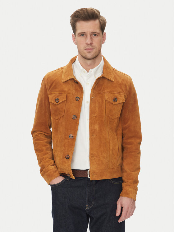 Serge Pariente Serge Pariente Bőrkabát Jeans Barna Regular Fit