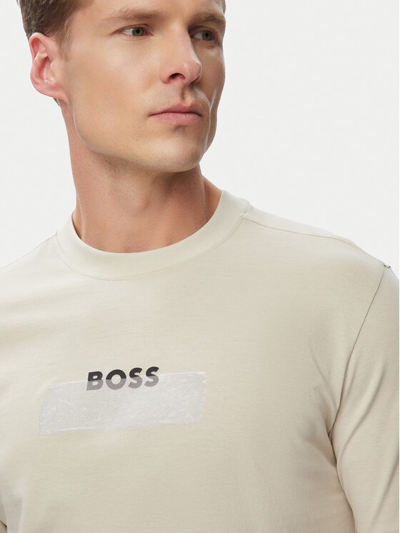 BOSS BOSS T-shirt Logo Tape 50566606 Beige Regular Fit