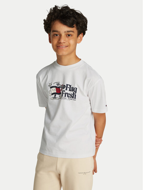 Tommy Hilfiger Tricou Flag Fun KB0KB09354 M Alb Regular Fit