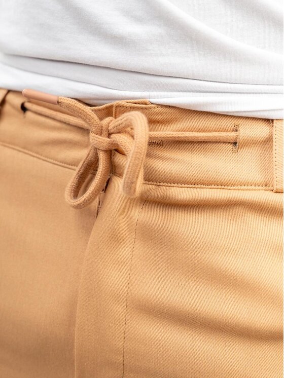 Jigga Wear Jigga Wear Spodnie materiałowe Spodnie Materiałowe Chino Męskie Jasne Brązowe Jigga Wear Chino XXL Brązowy Regular Fit