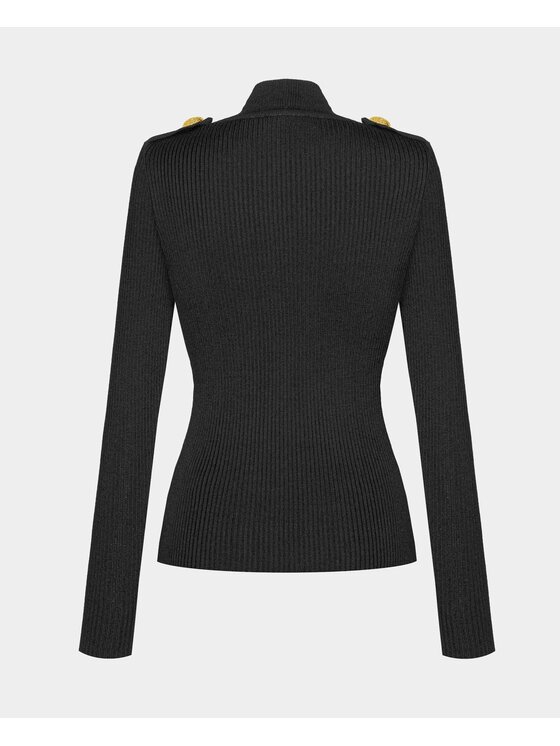 BENU BENU Sveter CZARNY MERINO WOOL Čierna Slim Fit