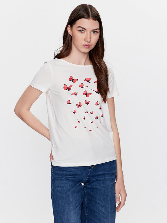 Vero Moda Majica Siv 10282877 Bela Regular Fit