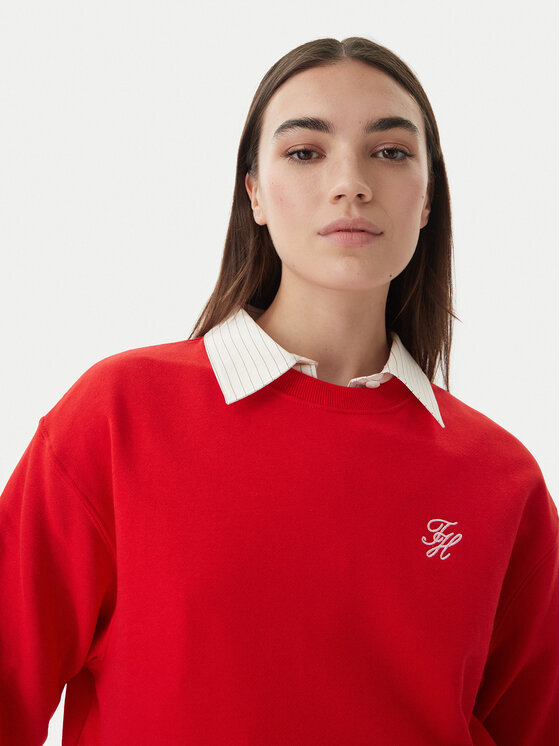 Tommy Hilfiger Tommy Hilfiger Bluza Logo Embroidery WW0WW48724 Czerwony Relaxed Fit