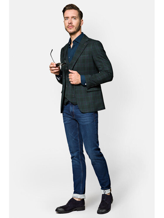 Lancerto Lancerto Marynarka Wezera Zielony Slim Fit