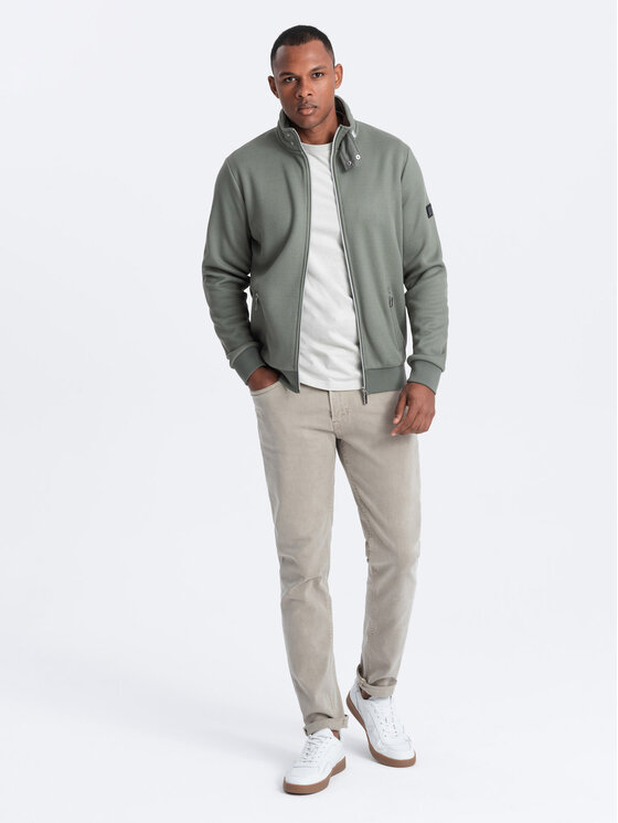 Ombre Ombre Kurtka przejściowa OM-JANP-0154 Khaki Regular Fit