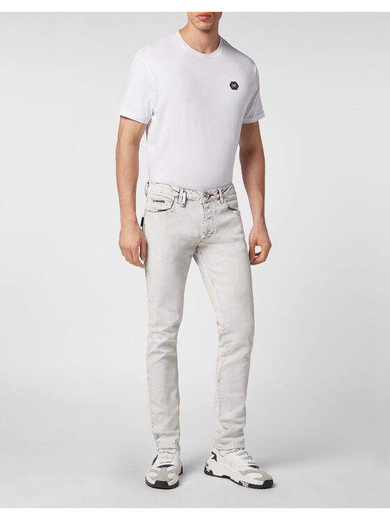 PHILIPP PLEIN PHILIPP PLEIN Jeansy 2155 Biały Straight Leg