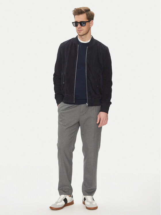 Serge Pariente Serge Pariente Kurtka skórzana M888 Granatowy Regular Fit