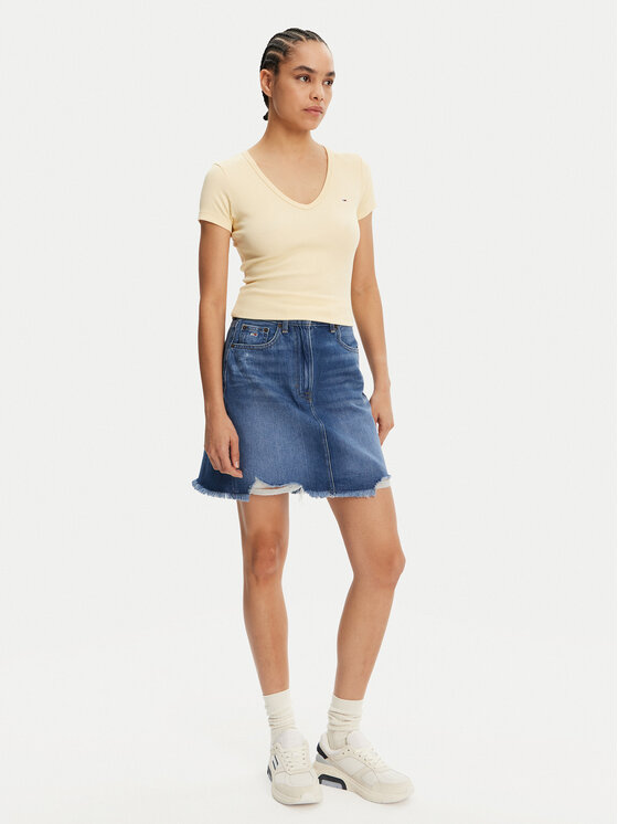 Tommy Jeans Tommy Jeans Marškinėliai Essential DW0DW17385 Geltona Slim Fit