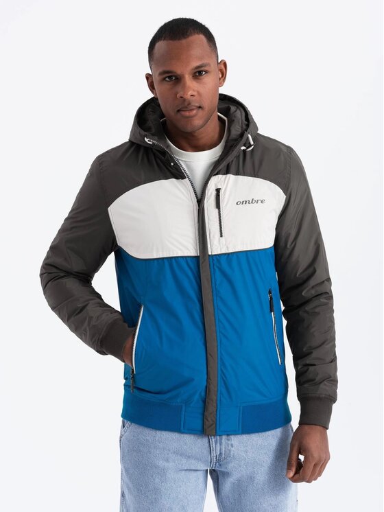 Ombre Ombre Bunda pro přechodné období OM-JANP-0194 Modrá Regular Fit