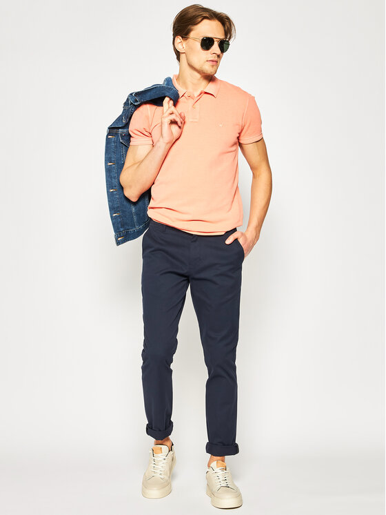 Wrangler Wrangler Polo Overdye W7F4KQA04 112131803 Pomarańczowy Regular Fit