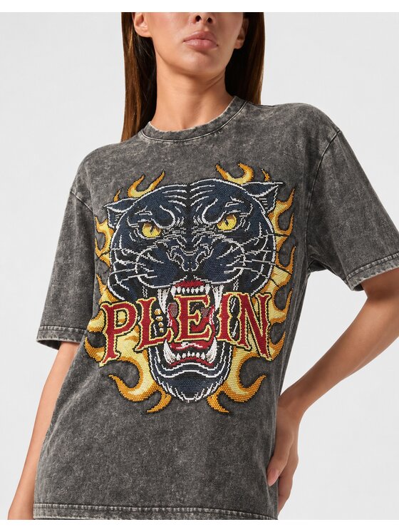 PHILIPP PLEIN PHILIPP PLEIN Tričko 32157 Čierna Over Fit