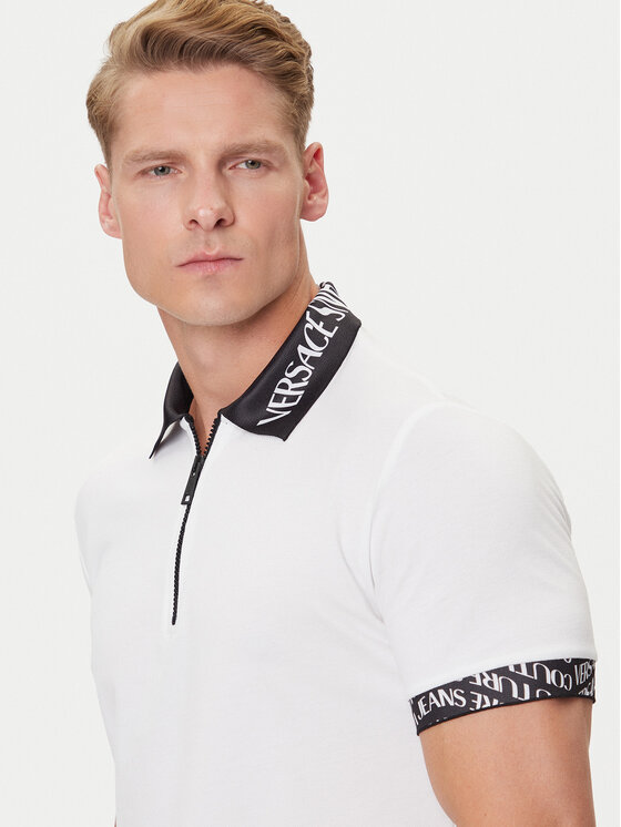 Versace Jeans Couture Versace Jeans Couture Тениска с яка и копчета 79GAGT02 CJ01T Бял Regular Fit