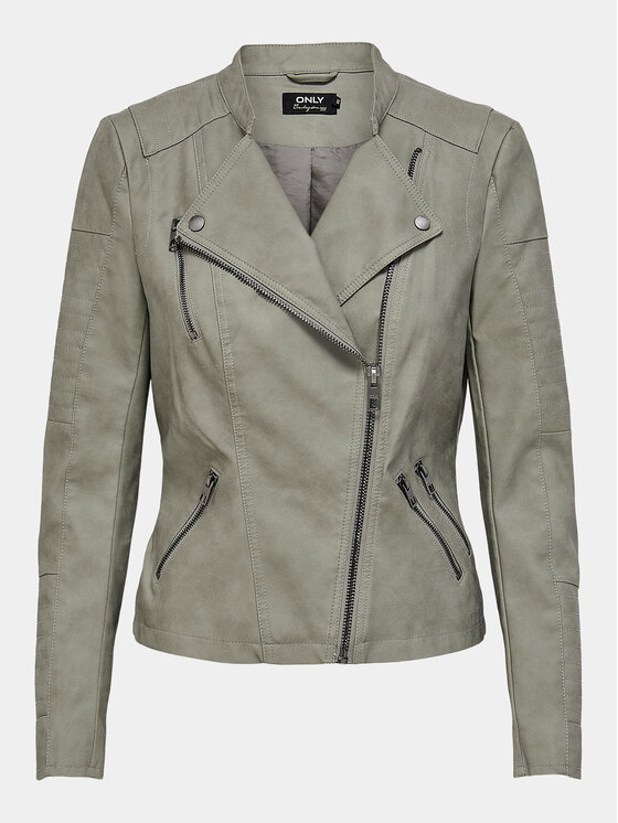 ONLY ONLY Bunda z imitácie kože Ava 15102997 Sivá Regular Fit