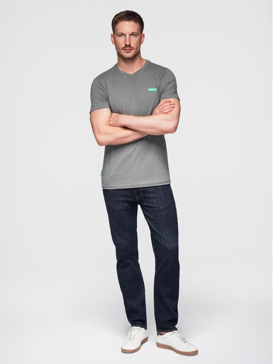 Ombre Ombre T-Shirt OM-TSCT-0151 Szary Regular Fit