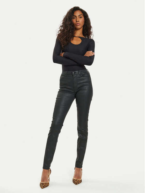Guess Guess Bluse Amira W4BP09 KCDE0 Schwarz Slim Fit