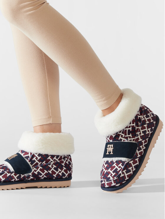 Tommy Hilfiger Tommy Hilfiger Kapcie Monogram FW0FW06717 Granatowy