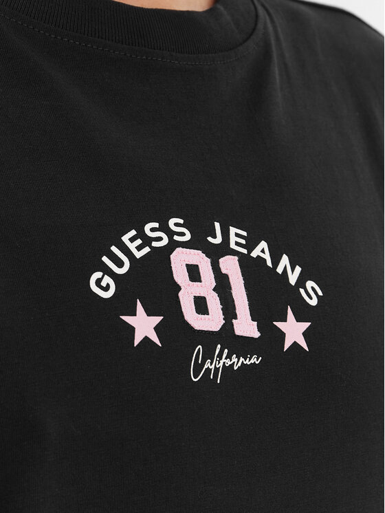 Guess Jeans Guess Jeans Tricou W6RI20 K8HM0 Negru Oversize