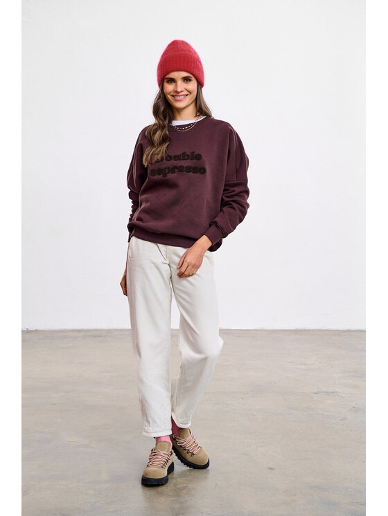 NAOKO NAOKO Bluza Double Espresso Brązowy Reglan Fit
