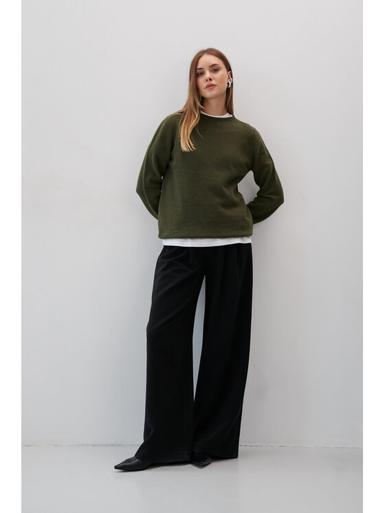 Fobya Fobya Sweter F2051 Zielony Basic Fit