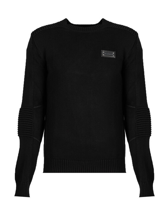 Les Hommes Les Hommes Πουλόβερ LKK122-607U | Motorcycle Jumper Μαύρο Regular Fit