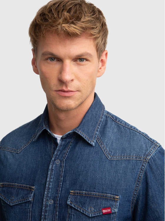 BIG STAR BIG STAR Koszula jeansowa CHUCK Granatowy Basic Fit