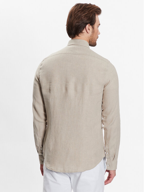 Calvin Klein Calvin Klein Cămașă Linen Solid Slim Shirt K10K109286 Bej Slim Fit