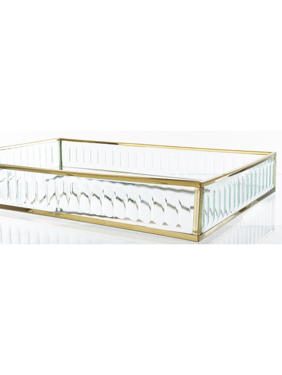 MIAhome MIAhome Taca metalowa złota ryflowane szkło 4,5x30x20 cm Złoty