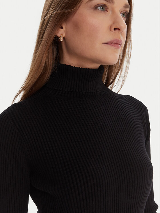 Kontatto Kontatto Трикотажна сукня 3M0827C Чорний Slim Fit
