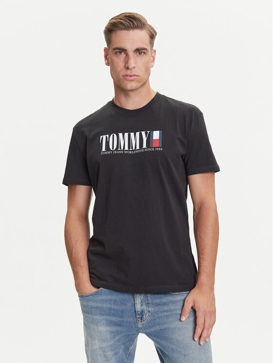 Tommy Jeans Tommy Jeans Tricou Dna Flag DM0DM21941 Negru Regular Fit