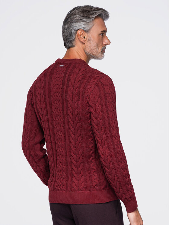 Ombre Ombre Sweter OM-SWSW-0191 Bordowy Regular Fit